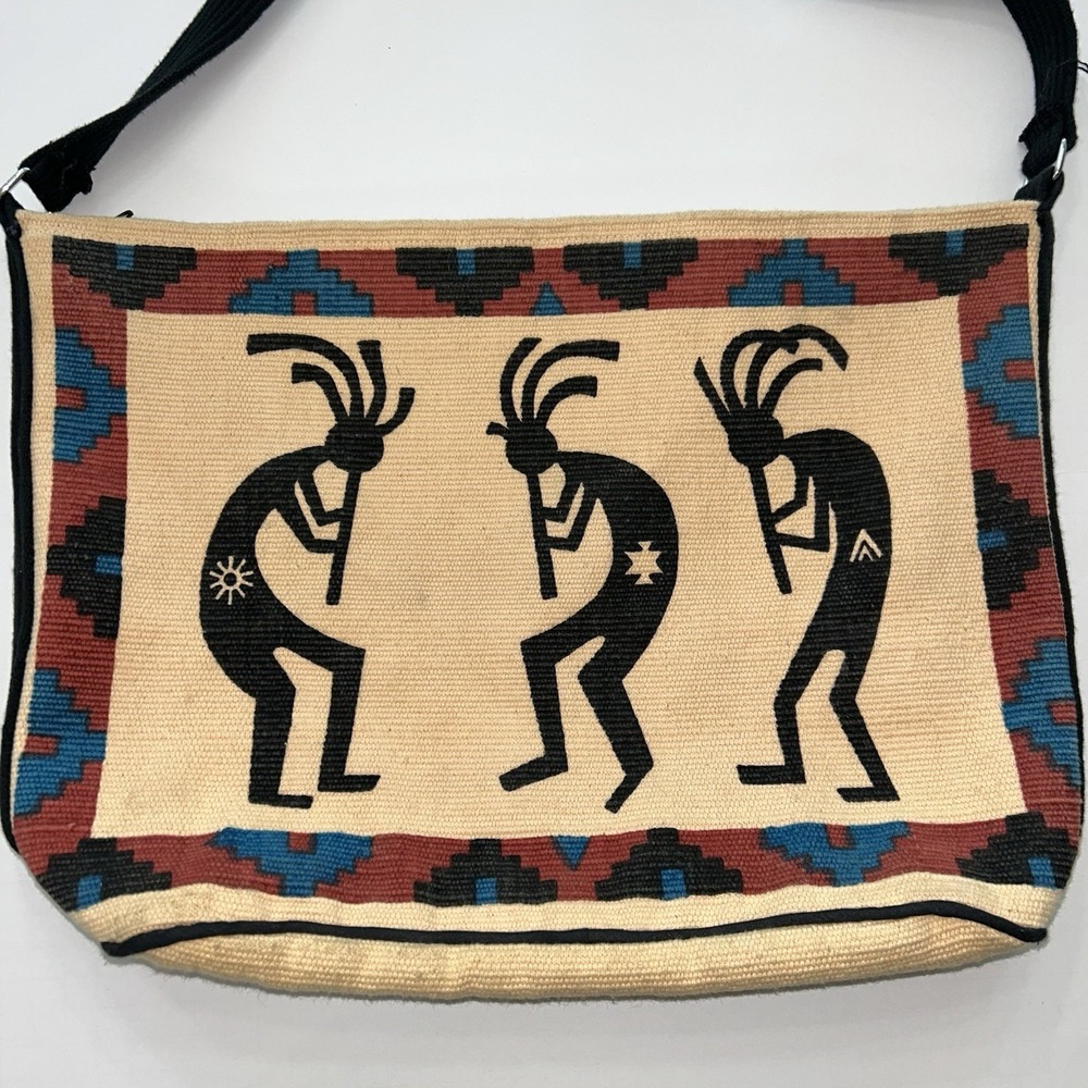 Vintage 1990's El Paso Saddle Blanket Co.‎ Kokopelli Woven Tapestry Zippered Bag